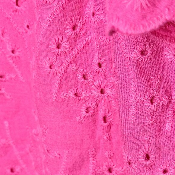 Staccato Pink Eyelet Lace Ruffle Neck Short Sleeve Blouse Top Small - Picture 7 of 8